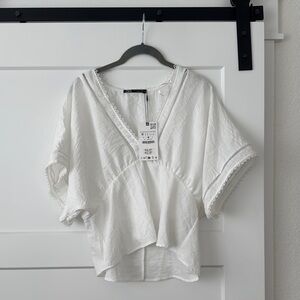 NWT Zara White Women's Linen Top